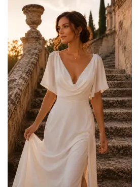 Collier de dos mariée Inné – perles nacrées et chaîne dorée