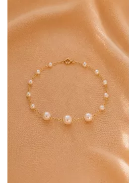 Bracelet Mariée Perles Dégradées Doré Fin élégant- Harmonie Nacrée