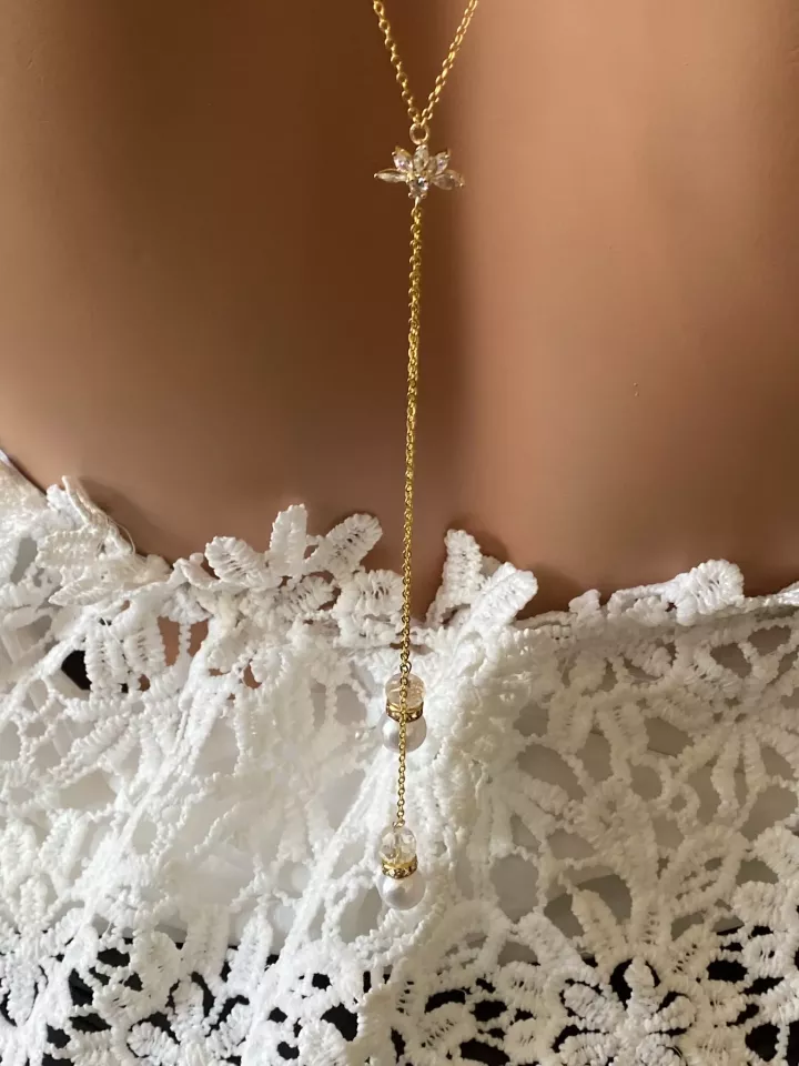 Collier de dos mariée  Lueur d'Or