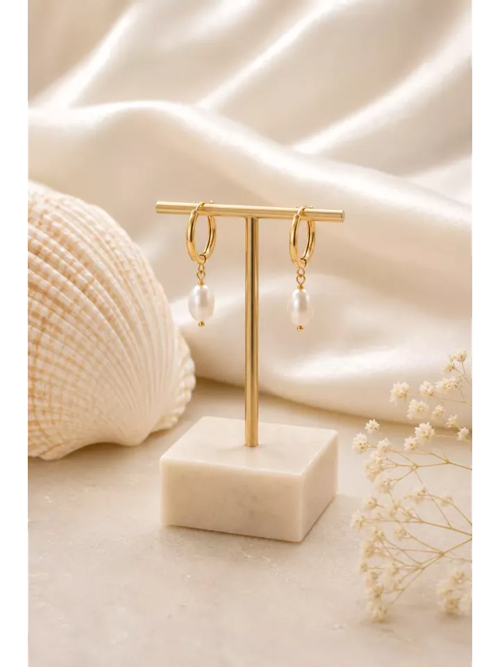 Créoles de mariée Valentina – Boucles dorées aux perles fines