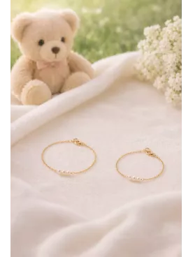 Kit bracelets enfant « Douce Complicité » – Duo de bracelets dorés aux perles nacrées