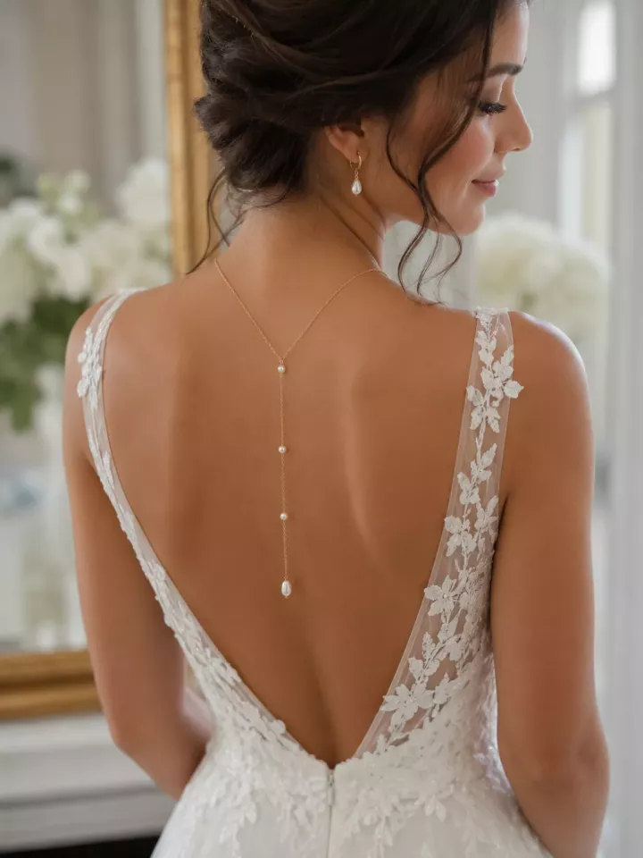 Collier de dos mariage  – bijou de mariée élégant - Perlas de la noche