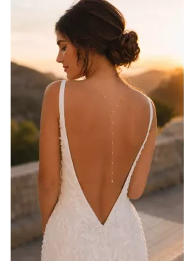 Collier de dos Nolia – Collier de mariée délicat aux fines perles nacrées