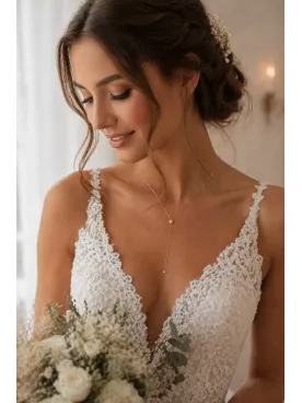 Collier Mariée Double Y Perle Ivoire Doré Élégant – Ivoirelle