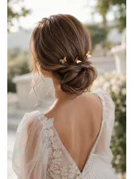 Pics à cheveux de mariée Papillonne – Papillons dorés pour coiffure de mariage