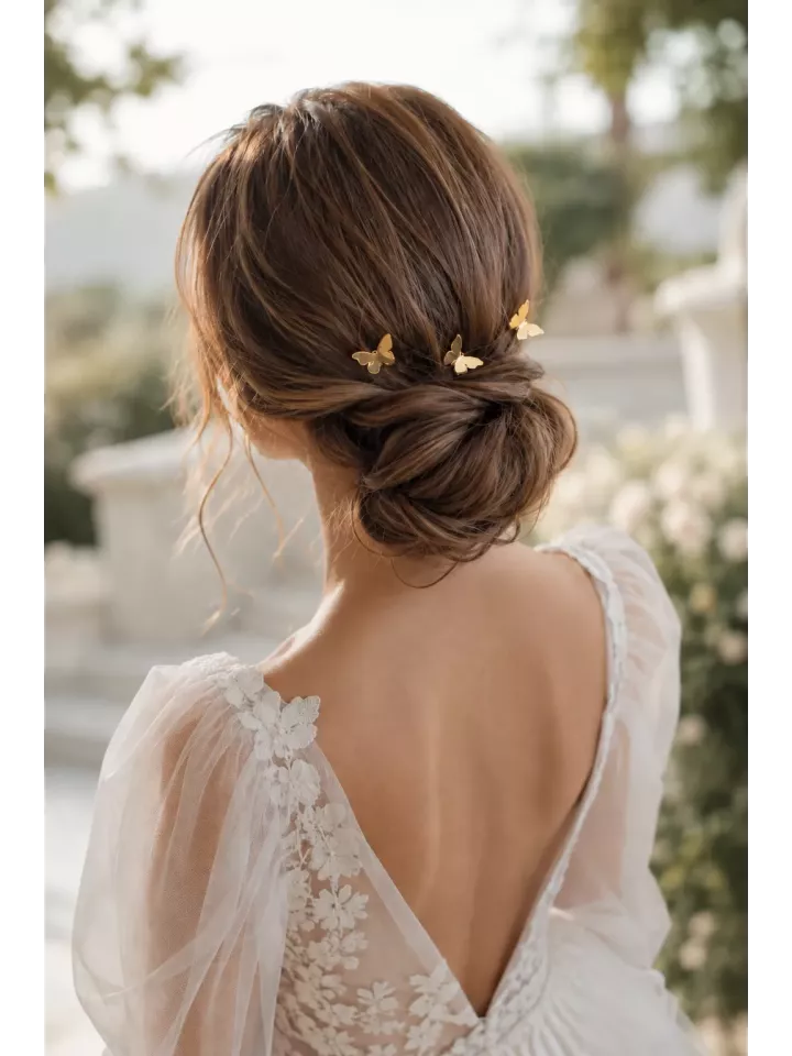 Pics à cheveux de mariée Papillonne – Papillons dorés pour coiffure de mariage