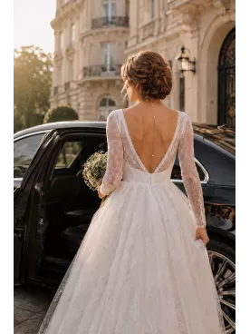 Collier de dos Fiorella – Bijou de mariée délicat en perles nacrées et chaîne dorée