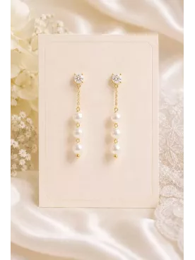 Boucles d’oreilles de mariée Capucine – Zirconium et perles nacrées