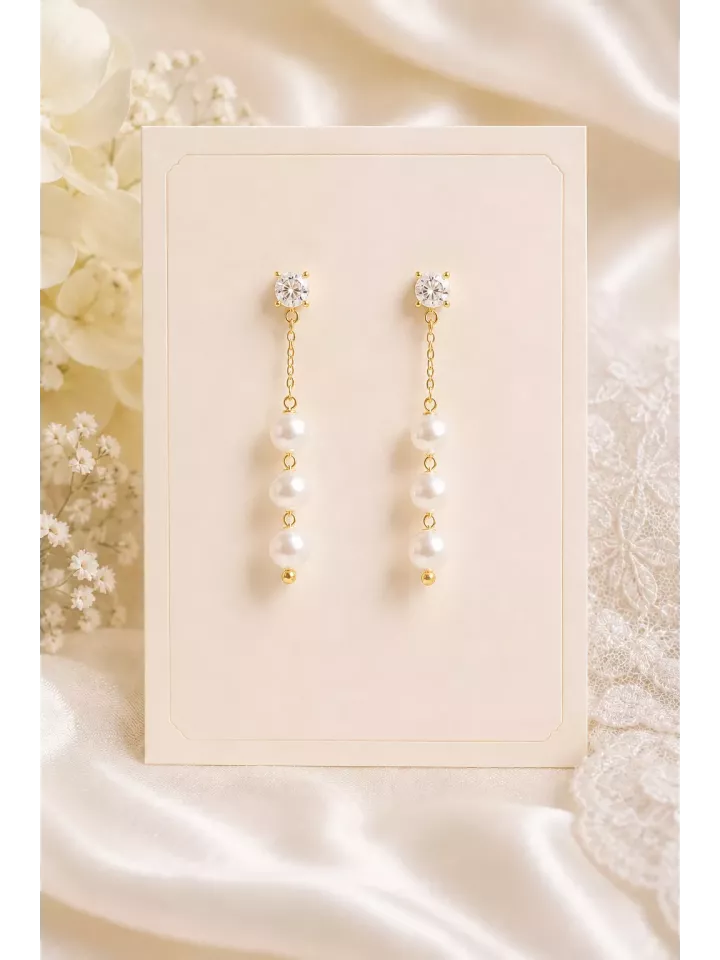 Boucles d’oreilles de mariée Capucine – Zirconium et perles nacrées