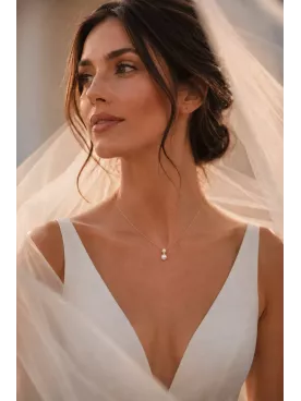 Collier de mariée Bianca – Perles fines nacrées sur chaîne dorée