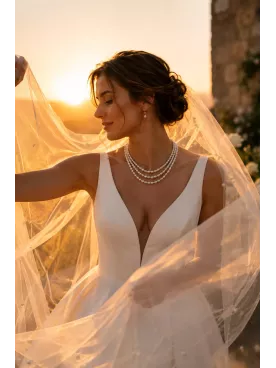 Collier de mariée Raffaella – 3 rangs de perles d’eau douce et fermoir doré à l’or fin