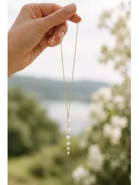 Collier de mariée doré en acier inoxydable et perles nacrées – Bijou mariage Stylophora
