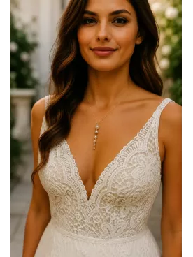 Collier de mariée doré en acier inoxydable et perles nacrées – Bijou mariage Stylophora