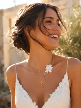 Parure Mariage Arabesque Fleur Métal doré & Perles – Bijoux Mariée Romantique et Élégante