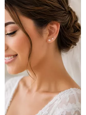 Boucles d’oreilles perles nacrées mariage – Trio Nacré