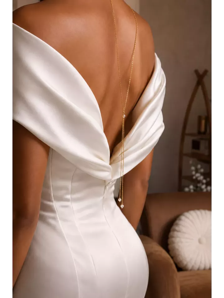 Collier de dos mariage perles – Bijou de mariée élégant et raffiné-Elegancia