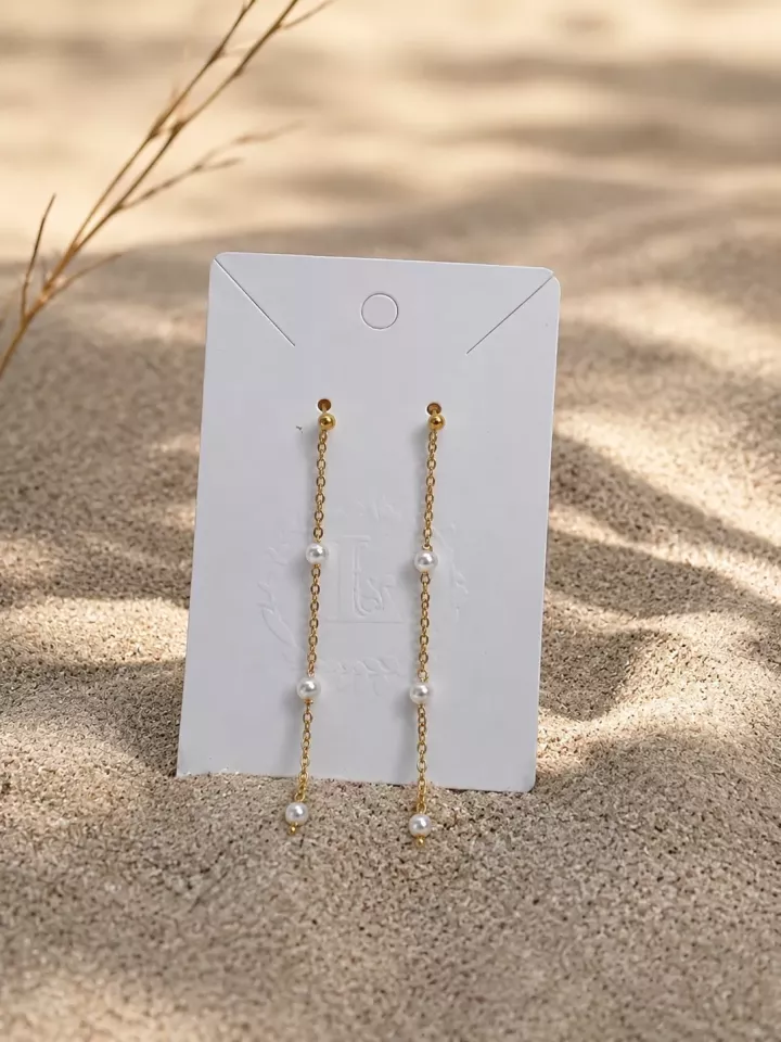 Boucles d’oreilles mariée en acier inoxydable doré – Perles Swarovski et raffinées-Élégie