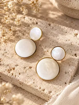 Boucles d’oreilles nacrées dorées – Cabochons 20 mm en acier inoxydable – Nacre