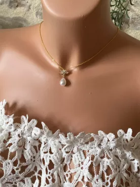 Collier de dos mariée   Larmes d'Or