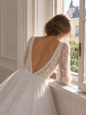 Collier de Dos Mariée Doré Perle Fine – Velia