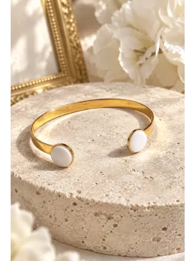 Bracelet Doré à l’Or Fin avec Cabochons en nacre – Douceur et Harmonie
