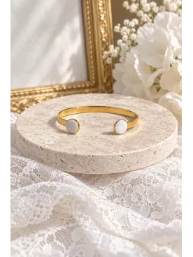 Bracelet Doré à l’Or Fin avec Cabochons en nacre – Douceur et Harmonie