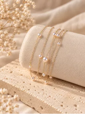 Bracelet de mariée Olympe – Bracelet doré multi-rangs avec perles nacrées