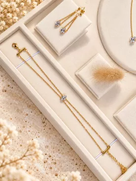 Parure bijoux de mariée en cristal – Collier, boucles d’oreilles et bracelet – Bérénice