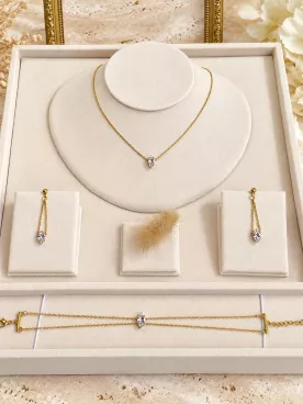 Parure bijoux de mariée en cristal – Collier, boucles d’oreilles et bracelet – Bérénice