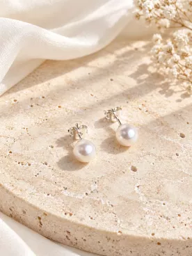 Boucles d’Oreilles  – Puces mariée en perles Swarovski dorées à l’or fin 24K – Épure