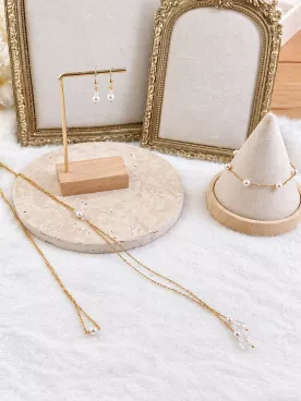 Parure Mariée Rose Gold – Collier de Dos Élégant, Bracelet et Boucles d’Oreilles | Bijoux de Mariage Raffinés Robe Dos Nu
